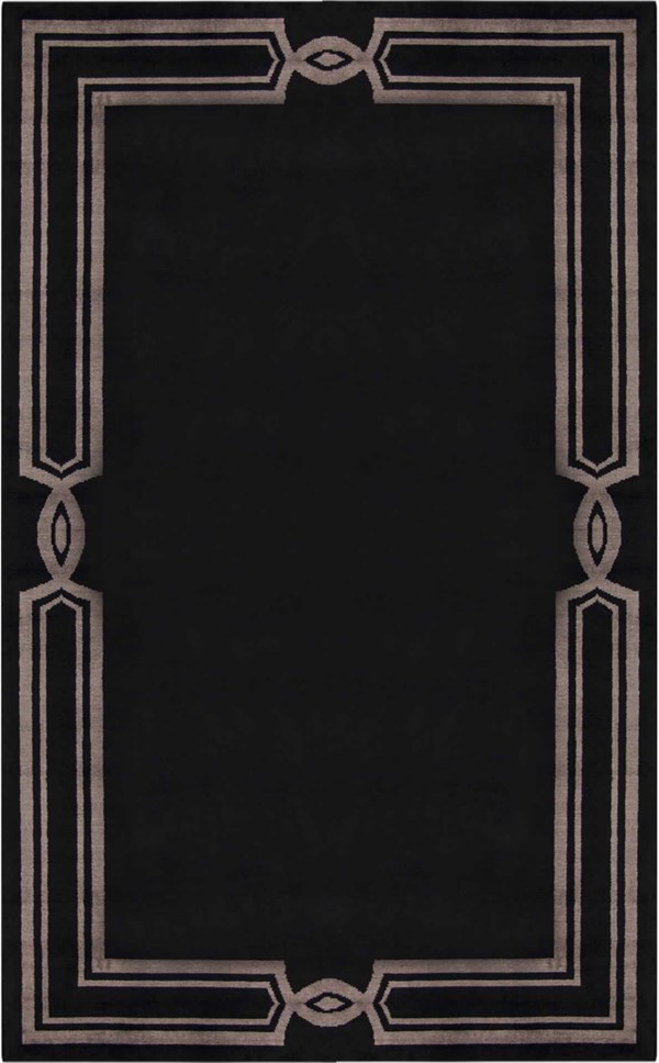 VOGUE VG 03 BLACK VIZON  El Emeği ile Bambu Viskon İpliklerden Özel Tezgahlarda Üretilen Sade Bordür Desenli Art Deco Uşak Halısı